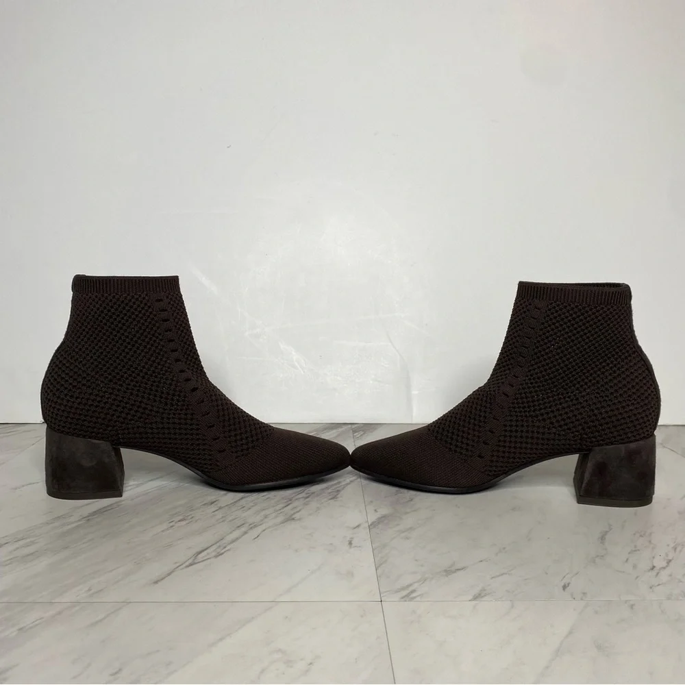 Eileen Fisher Honey Brown Knit Stretch Bootie 5